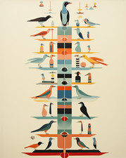 Minimalistische Vogelkarte