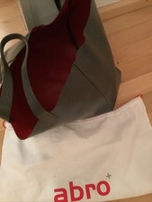 ABRO sehr geräumige, leichte Schultertasche/Shopper Leder anthrazit , innen rot