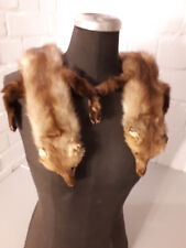 Echtfell-Marder-Stola mit Kopf und Füssen - 1970er Jahre - Länge 80 cm