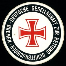 Werbe Aufkleber - DGzRS Bremen - 8x8cm - Vintage Reklame Werbung 80er