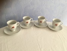 4er Set Bauscher Mozart Schoko- / Kaffee-Tasse, Logo Azuco (Azul) m. Untertasse