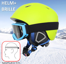 KINDER SKIHELM + SKIBRILLE Kinderhelm Gr. 48 - 51 cm Neon Helm Alpin Wintersport