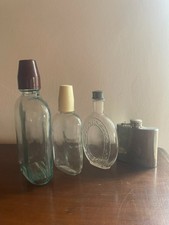 Antik Flachmann Konvolut Glas