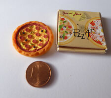Pizza mit Pizzaschachtel Puppenstube Puppenhaus Miniatur 1:12