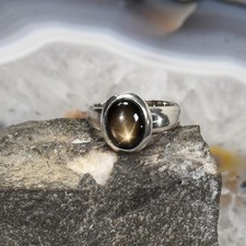 Schwarzer Stern Saphir Ring, 925 Silber, Edelsteinring (24319), Edelsteinschmuck