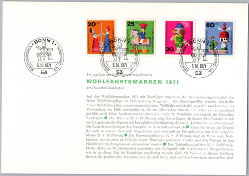 Bonn 1971 wohlfahrtsmarken - bonn,