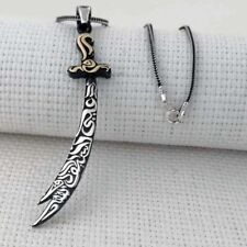 Zülfikar + 55cm Zincir Gümüs 925 Silber Hz. Ali Schwert 2 seitig Anhänger Alevi