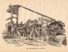Galizien #7 anno 1895 Boryslaw, Erdwachsschacht Ozokerit - Hist. Grafik 1895