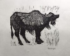 Wilhelm RUDOLPH Holzschnitt Büffel signiert