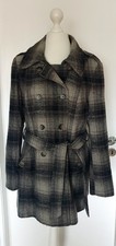 Mantel Vivien Caron grau schwarz kariert Größe 42 eher 38 40 Stoffmantel