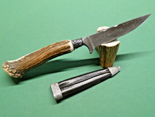  Trachtenmesser, Jagd u. Lederhosenmesser,  Damastklinge, Hirschhorn Griff