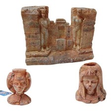 3er Set Aquarium Dekoration Ägyptisch Figuren und  Tempel  Flamingo