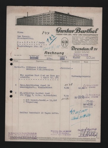 Dresden rechnung 1955 gustav - dresden,,