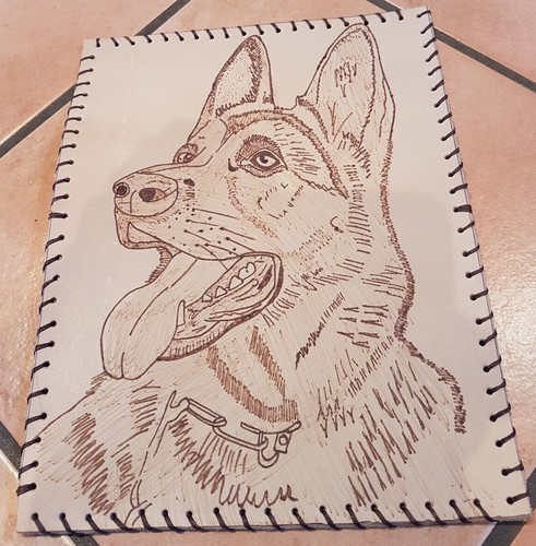 Schäferhund lederbild hand - lederbild,
