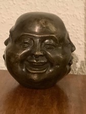Alter Buddhakopf  4 Gesichter Buddha Brahma Schöpfer massiv Bronze 