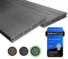 Endorphin® WPC Terrassendielen Komplettbausatz Hohlkammer Diele Hellgrau 4 qm