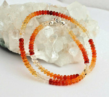Feueropal Kette Edelsteinkette Mexiko Feuer Opal Orange farbverlauf Collier Edel