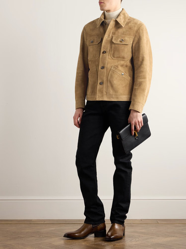 Herren beige racer lederjacke - herren,