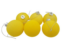Weihnachtskugeln, Christbaumkugeln, Kunststoff, Samt, bruchfest, Gelb, 6 Stk.