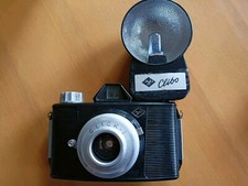 *** Agfa Click-I mit Ledertasche, Clibo und 4 Glassockellampen - 60er Jahre ***