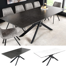 Ausziehbarer Esstisch ALPINE 160-200cm FARBWAHL Keramik schwarzes Metallgestell