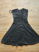 Joachim Bosse Kleid Damen schwarz Punkte A-Linie Stretch Raffungen