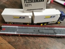 Fleischmann H0 5271 Niederflurwagen Saadkms der DB in OVP und LKW mit Anhänger