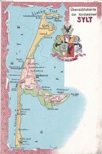 AK - Übersichtskarte der Nordseeinsel Sylt , ca. 1900