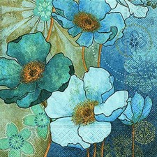 3 Servietten blau beige Poppy