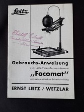 #A1154-Rare Leitz Leica FOCOMAT Gebrauch Anweisung  von 1934