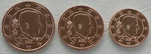 Cent kursmünzen belgien - 1+2+5,