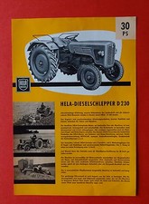 Original alter HELA LANZ D 230 / 30 PS Traktor Schlepper Prospekt