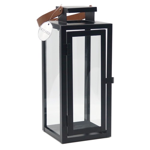 30cm metall laterne - metall-laterne, schwarz