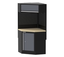 Werkzeugschrank Apollo Eckschrank Grau Schwarz 86x86x200 cm FEISTOS