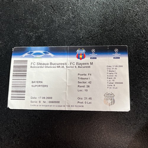 Ticket steaua bukarest - cl,