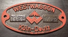 Waggonschild builders plate WESTWAGGON Deutz sehr gut, Eisen