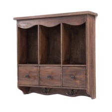 WANDREGAL "BELLE" | Mahagoni, 3 Schubladen, 4 Haken | Küchenregal, Wandschrank  