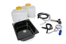 12V Camping Spüle Technik Set Waschbecken Bausatz Spülbecken 325x265x100mm 10L