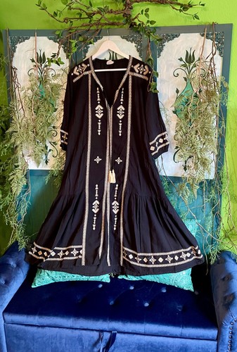Schwarzes boho kleid kaftan - schwarzes, /