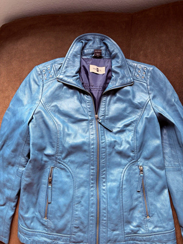 Mainpol damen lederjacke blau - damen,