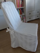 4 Stuhlhussen, Ton in Ton gestreift, glatt und satiniert, ecru-naturfarben