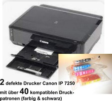 2 defekte canon pixma ip 7250 drucker mit über 40 druckpatronen