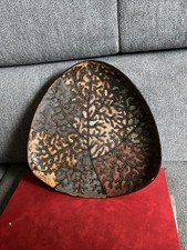 50er 60er  Kunst Teller Nierenform , Schale mit Muster, Unikat, 25x25 cm, Rar 