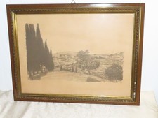 Gemälde Kohlezeich." Landschaft wohl Toskana" monogrammiert DW- D. Wohlgemuth!