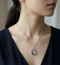 1838 Silber Queen Victoria Halskette mit Anhänger in Original Box tolles Geschenk