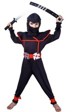 Faschingskostüm Kinder schwarz-roter Ninja Gr. M