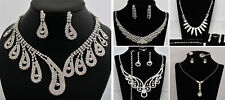 Schmuckset Damen Ohrringe, Kette, Ring, Armband Collier Strass Silber NEU