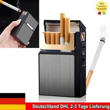 2-in-1 Alu USB Zigarettenetui Zigarettenschachtel mit Feuerzeug Zigarettenbox
