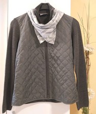 Damen Jacke Weste Strick Merinowolle Absteppung Doppelzipp  Grau Gr.40  PUBLIC