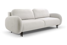 Sofa mit Schlaffunktion Bettkasten Soro 3-sitzer Ausklappbar Grau Gerundet 13